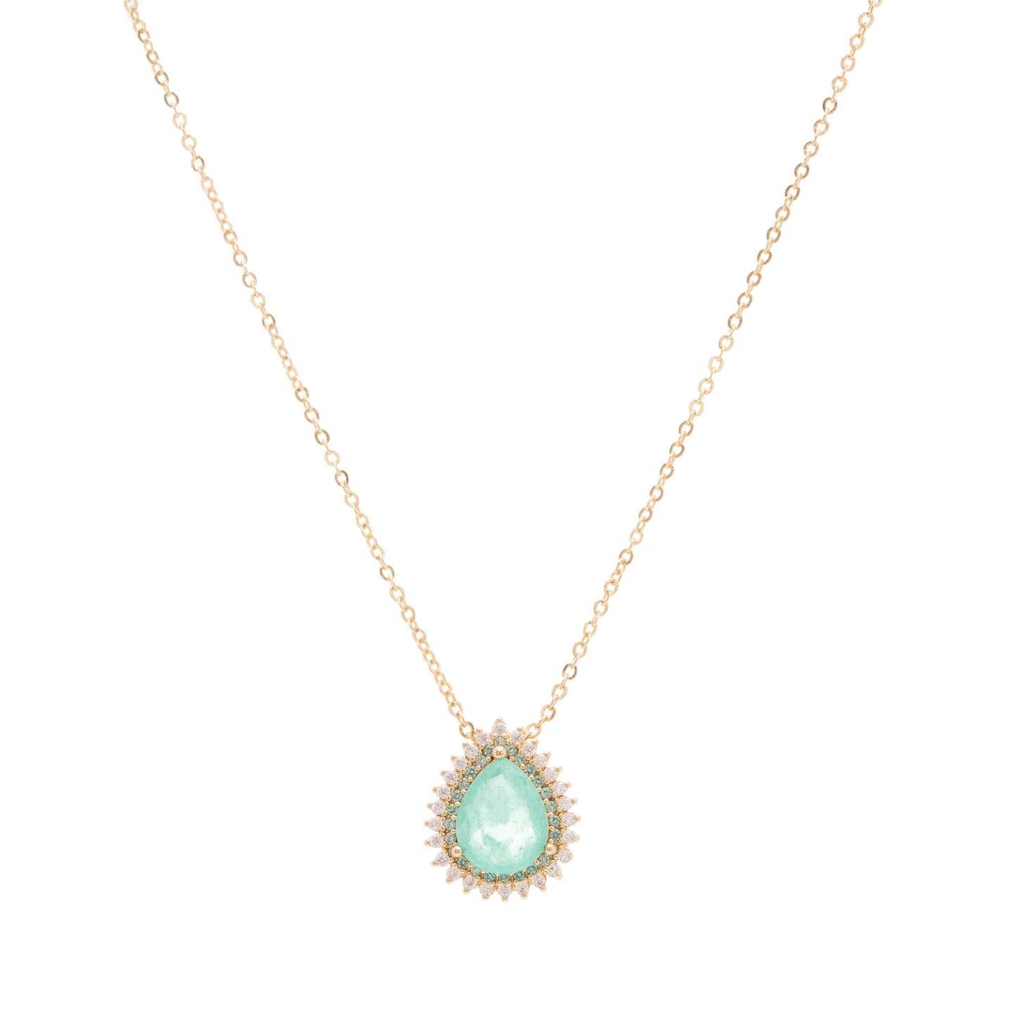 Colombian Emerald Fusion & White Zircon Drop Necklace