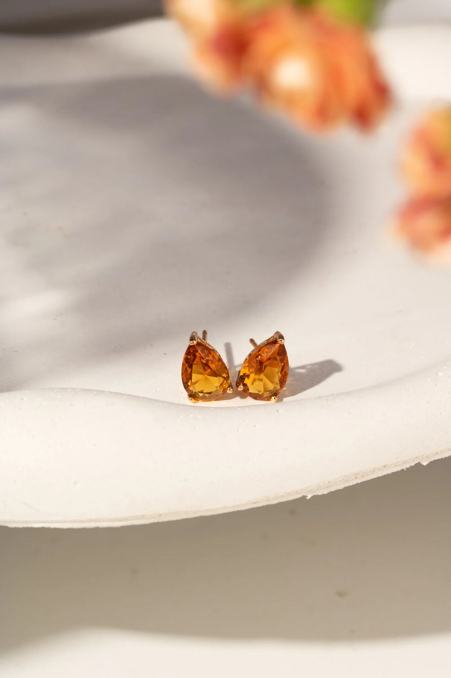 Citrine Crystal & White Zircon Drop Earrings
