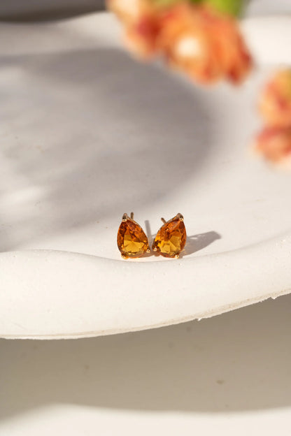 Citrine Crystal & White Zircon Drop Earrings