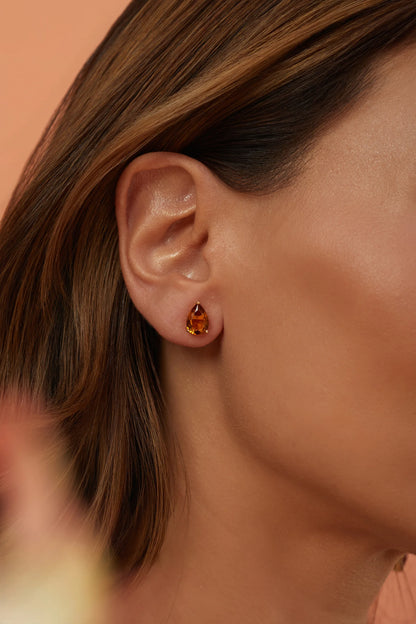 Citrine Crystal & White Zircon Drop Earrings