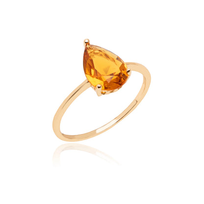 Citrine Crystal Drop Ring