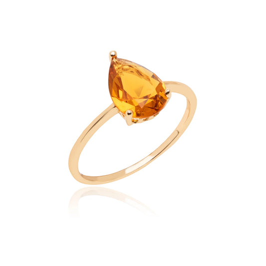Citrine Crystal Drop Ring