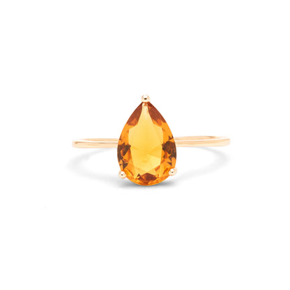 Citrine Crystal Drop Ring