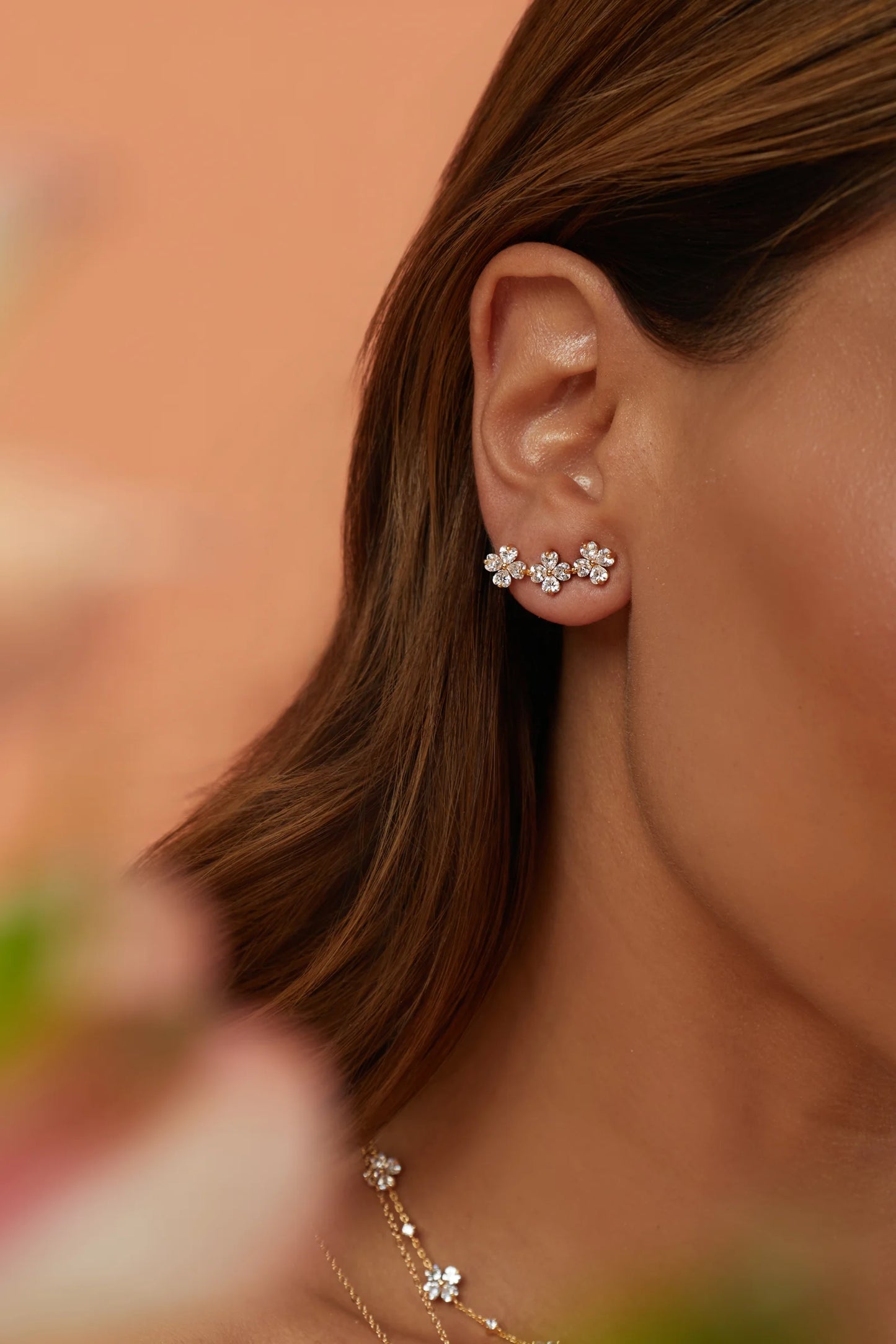 White Zircon Little Flower Earrings