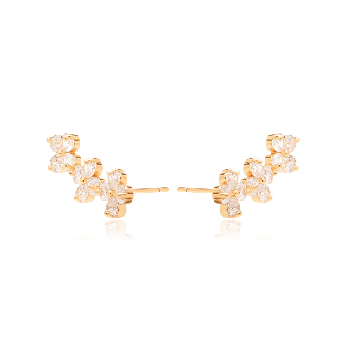 White Zircon Little Flower Earrings