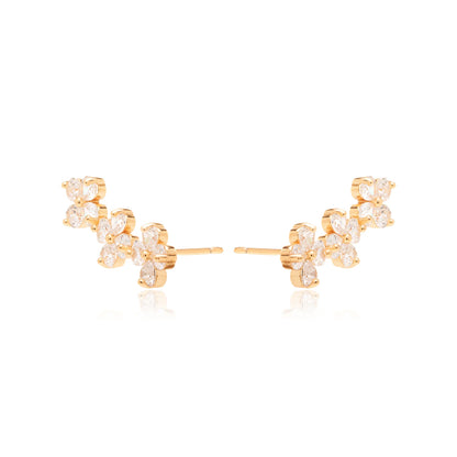 White Zircon Little Flower Earrings