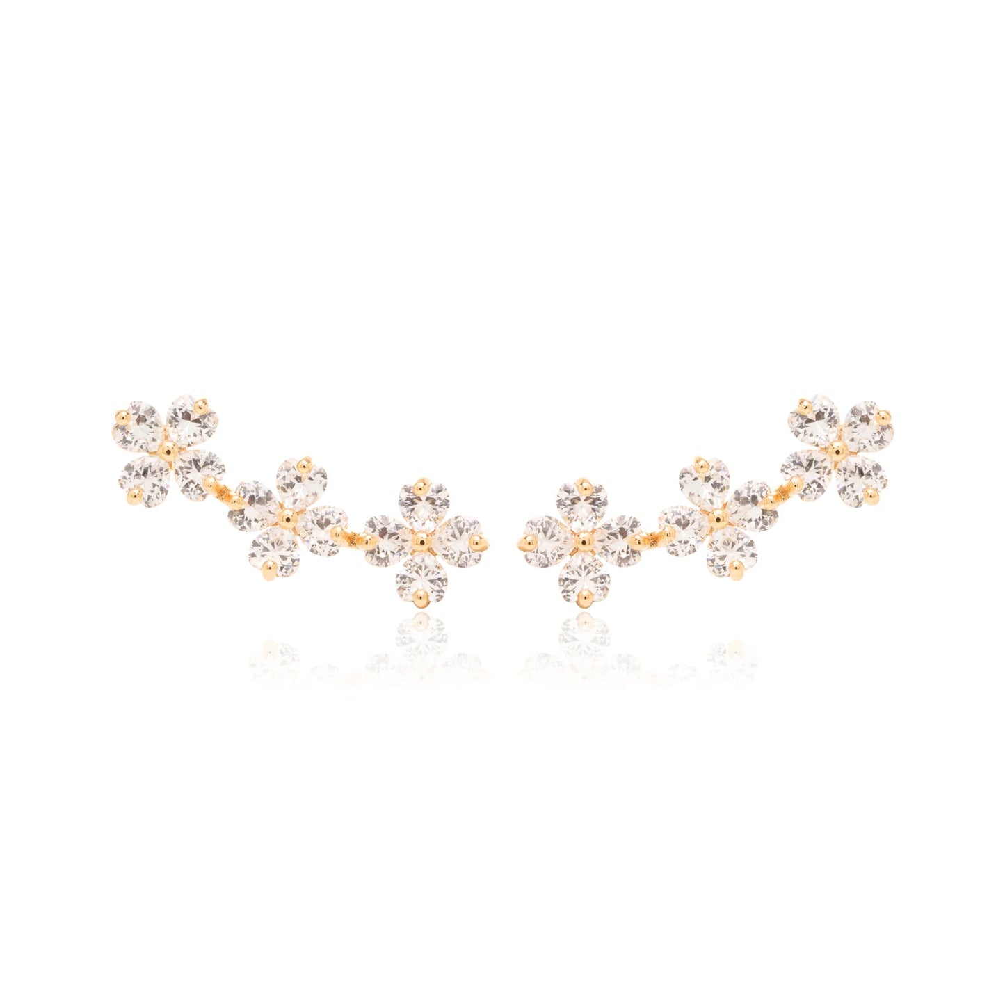 White Zircon Little Flower Earrings