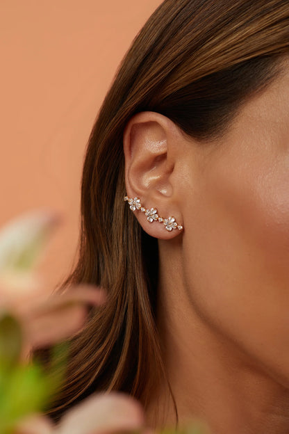 White Zircon Flower Earrings