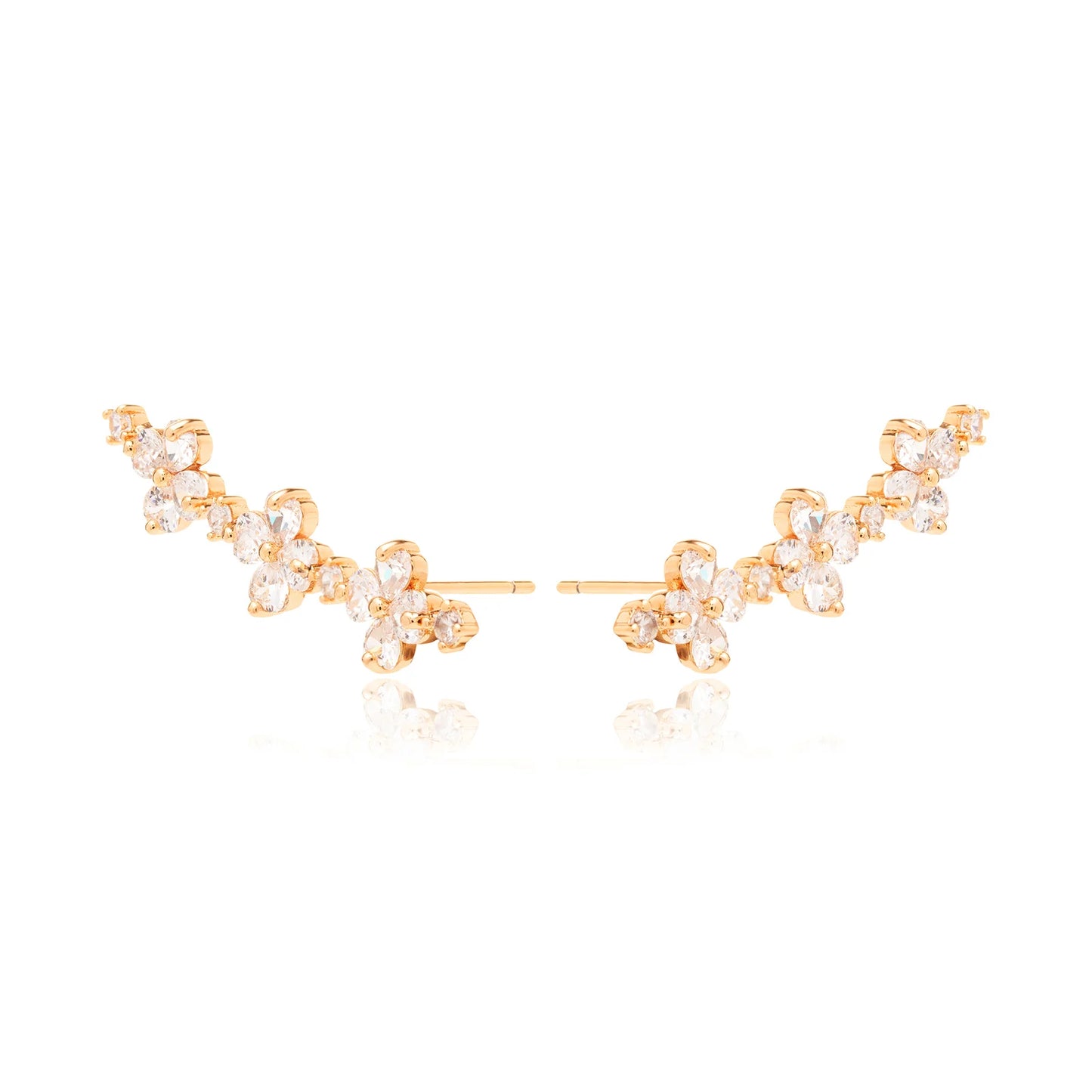 White Zircon Flower Earrings