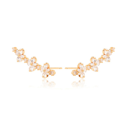 White Zircon Flower Earrings
