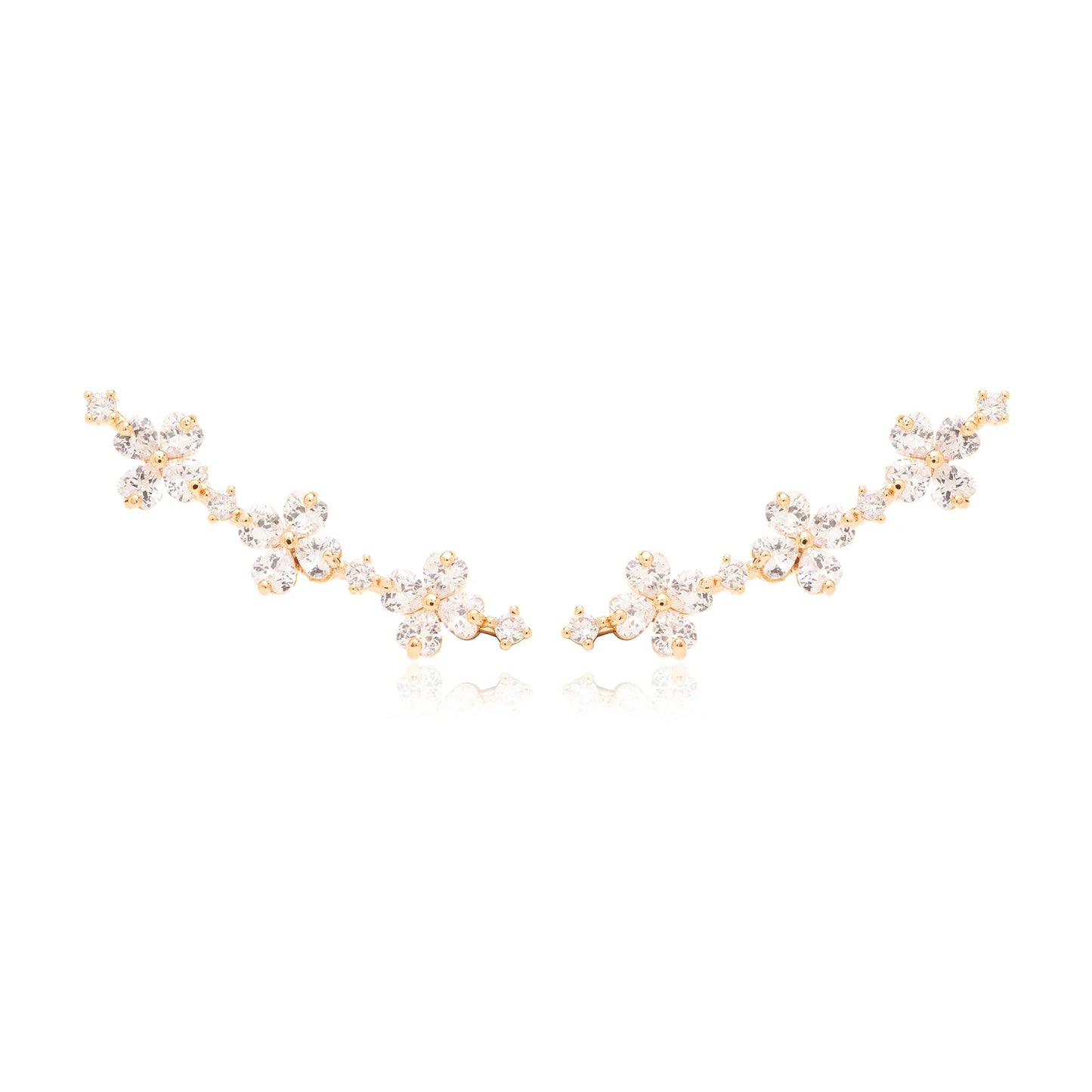 White Zircon Flower Earrings