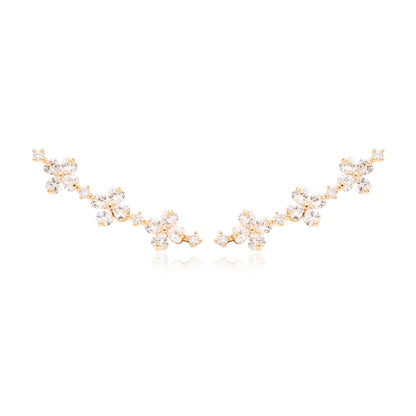 White Zircon Flower Earrings