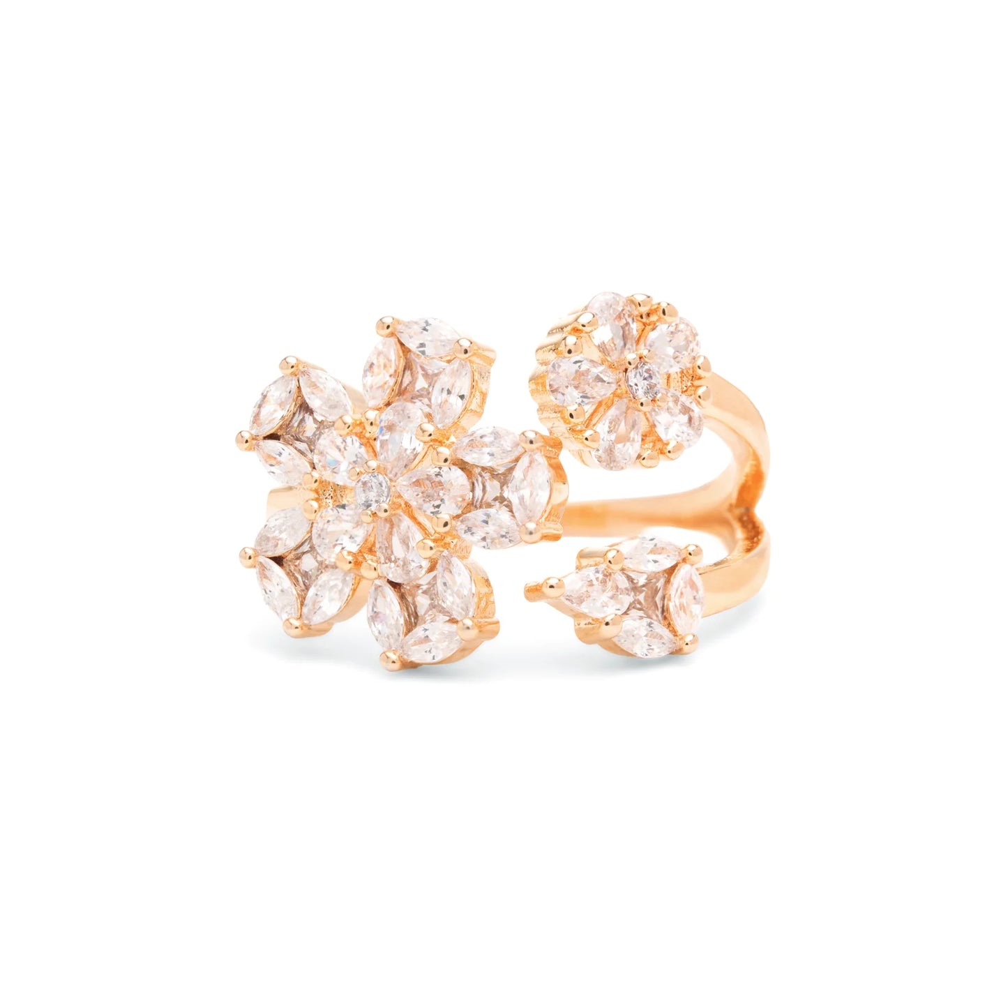 White Zircon Flower Ring