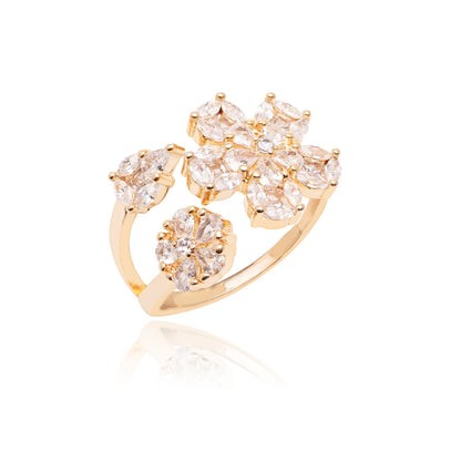 White Zircon Flower Ring