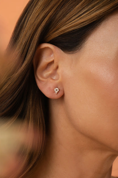 White Zircon Little Flower Earrings