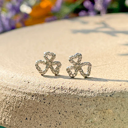 White Zircon Petals Earrings