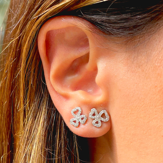 White Zircon Petals Earrings