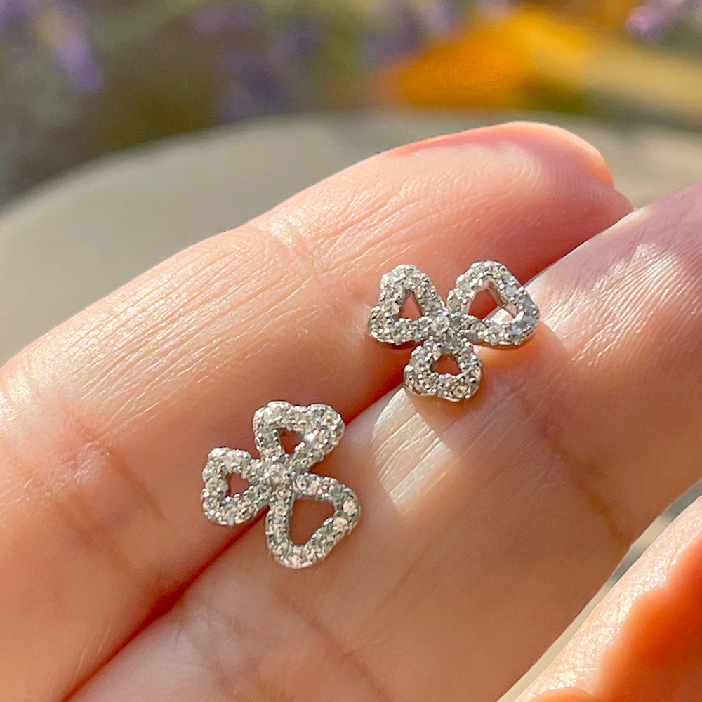 White Zircon Petals Earrings