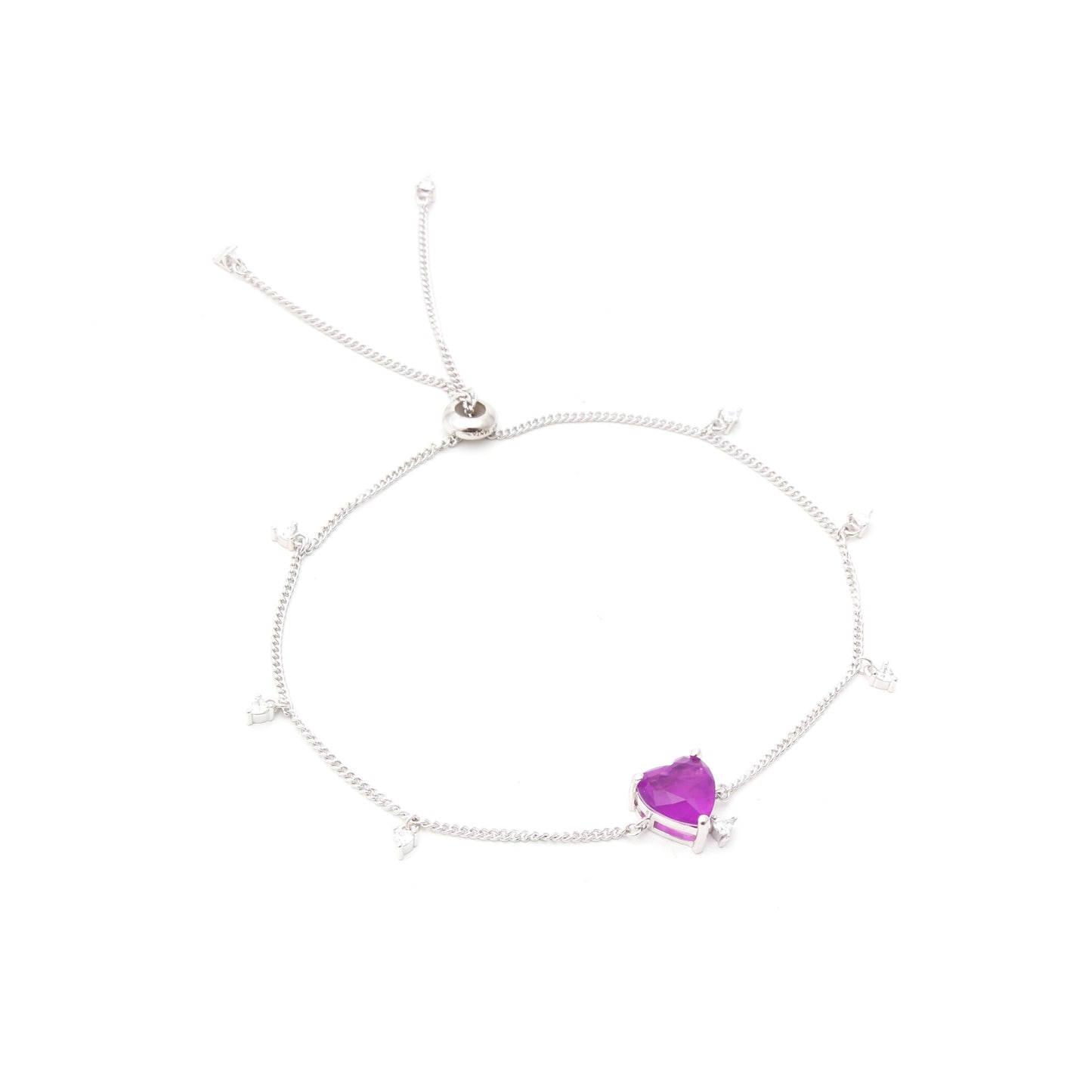 Heart Amethyst Fusion Stone and White Zircon Bracelet