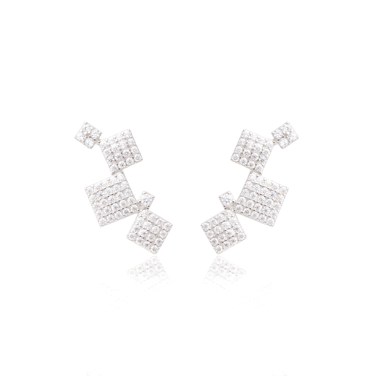 White Zircon Square Earrings