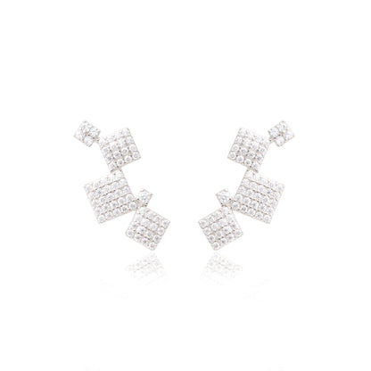 White Zircon Square Earrings