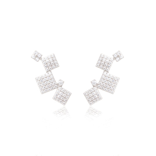 White Zircon Square Earrings