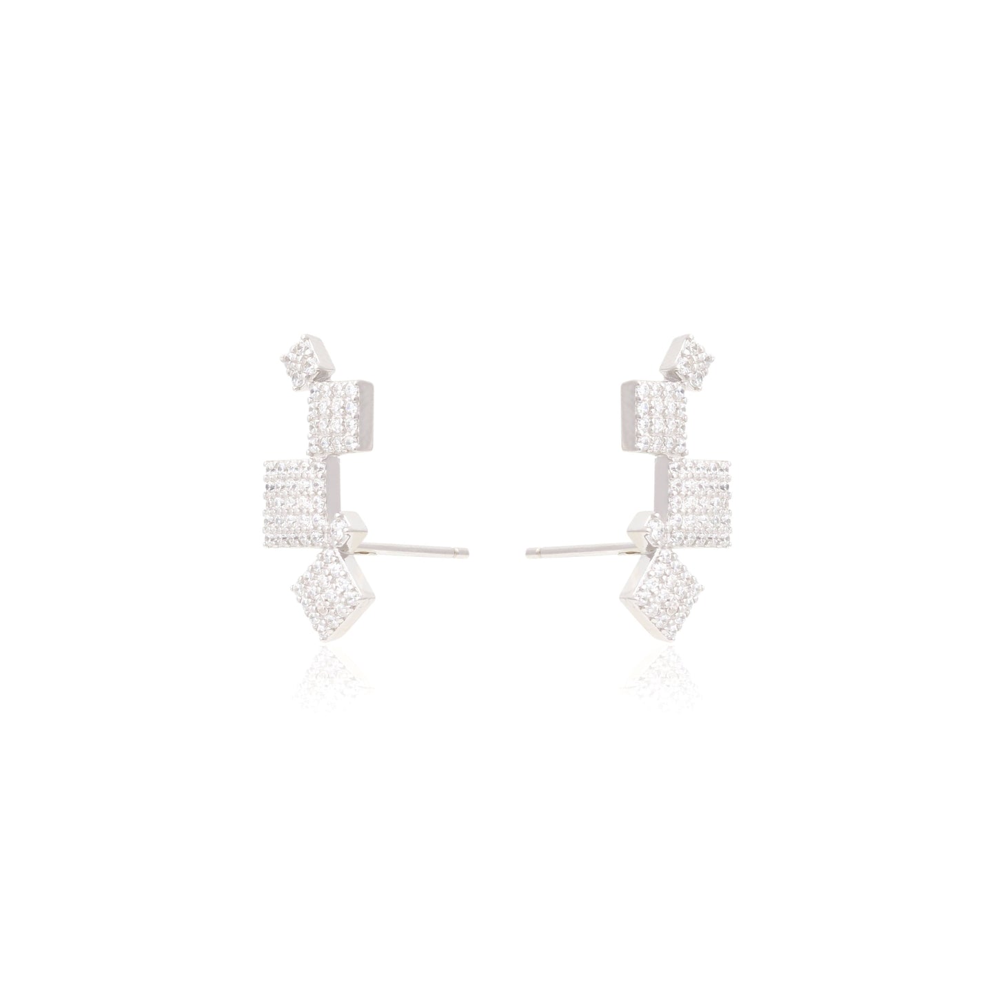 White Zircon Square Earrings