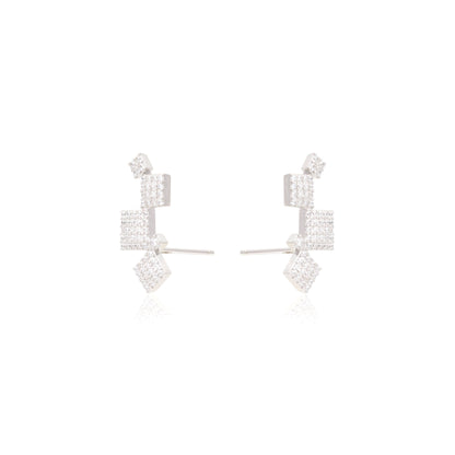 White Zircon Square Earrings