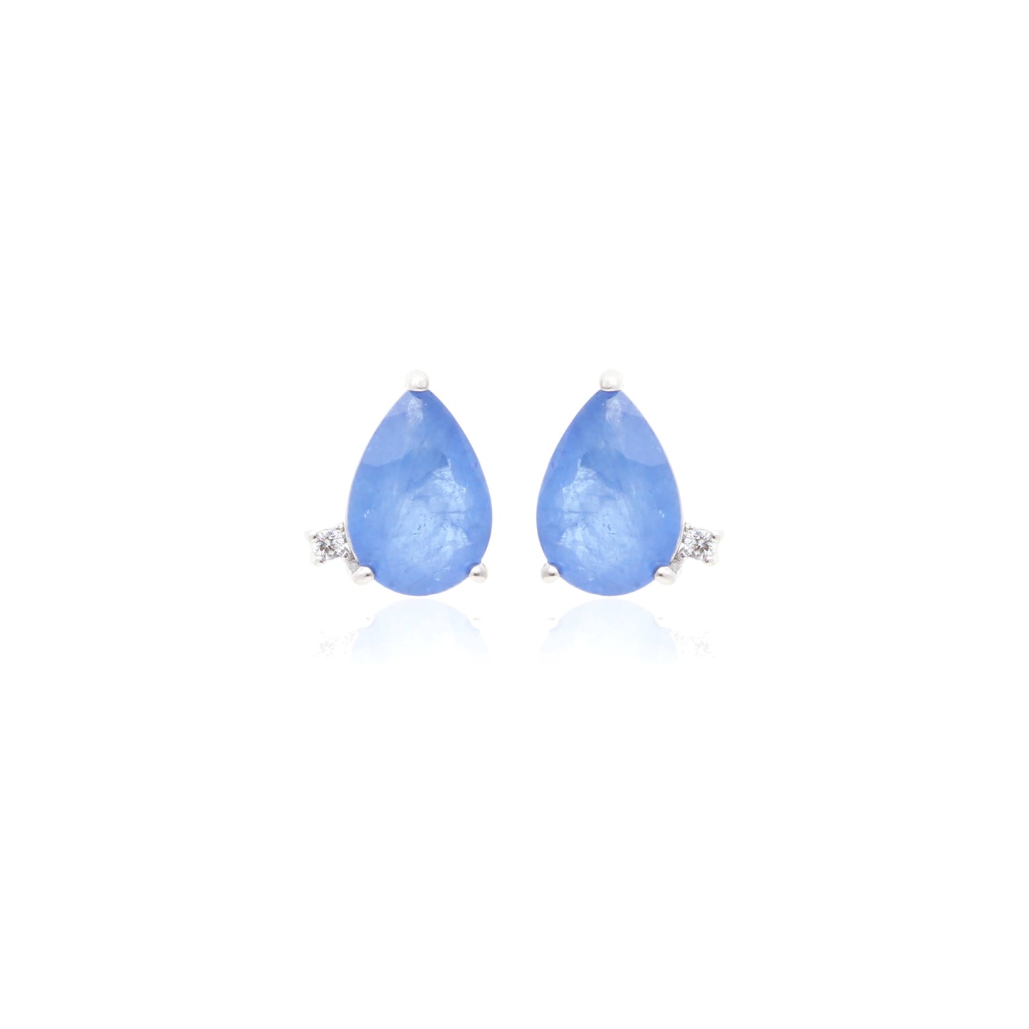 Tanzanite Fusion Stone and White Zircon Drop Earrings