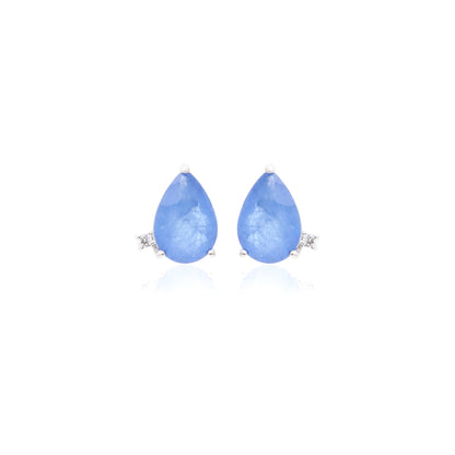 Tanzanite Fusion Stone and White Zircon Drop Earrings