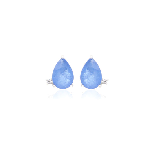 Tanzanite Fusion Stone and White Zircon Drop Earrings