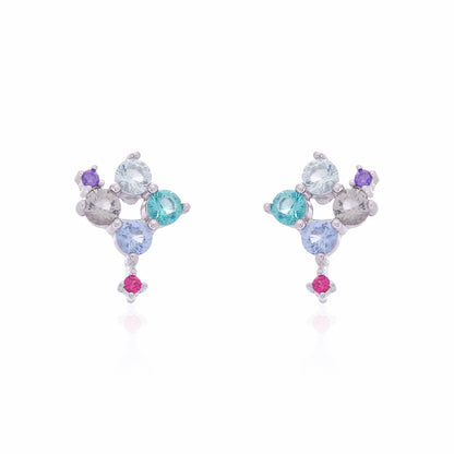 Green Amethyst/Tanzanite/Paraiba Crystal Earrings