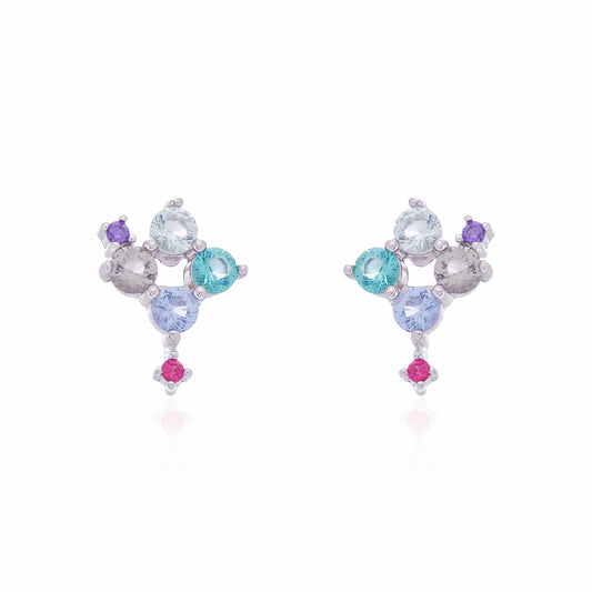 Green Amethyst/Tanzanite/Paraiba Crystal Earrings