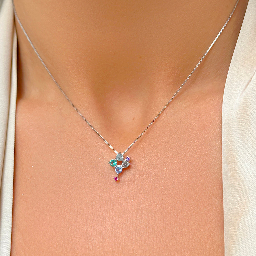 Tanzanite/Green Amethyst/Paraiba Crystals Necklace