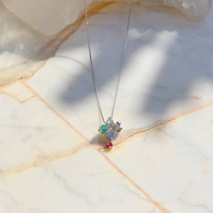 Tanzanite/Green Amethyst/Paraiba Crystals Necklace