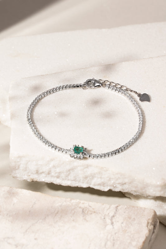 Light Paraiba Crystal and White Zircon Bracelet