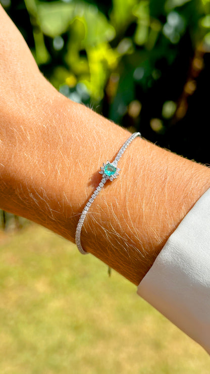 Light Paraiba Crystal and White Zircon Bracelet