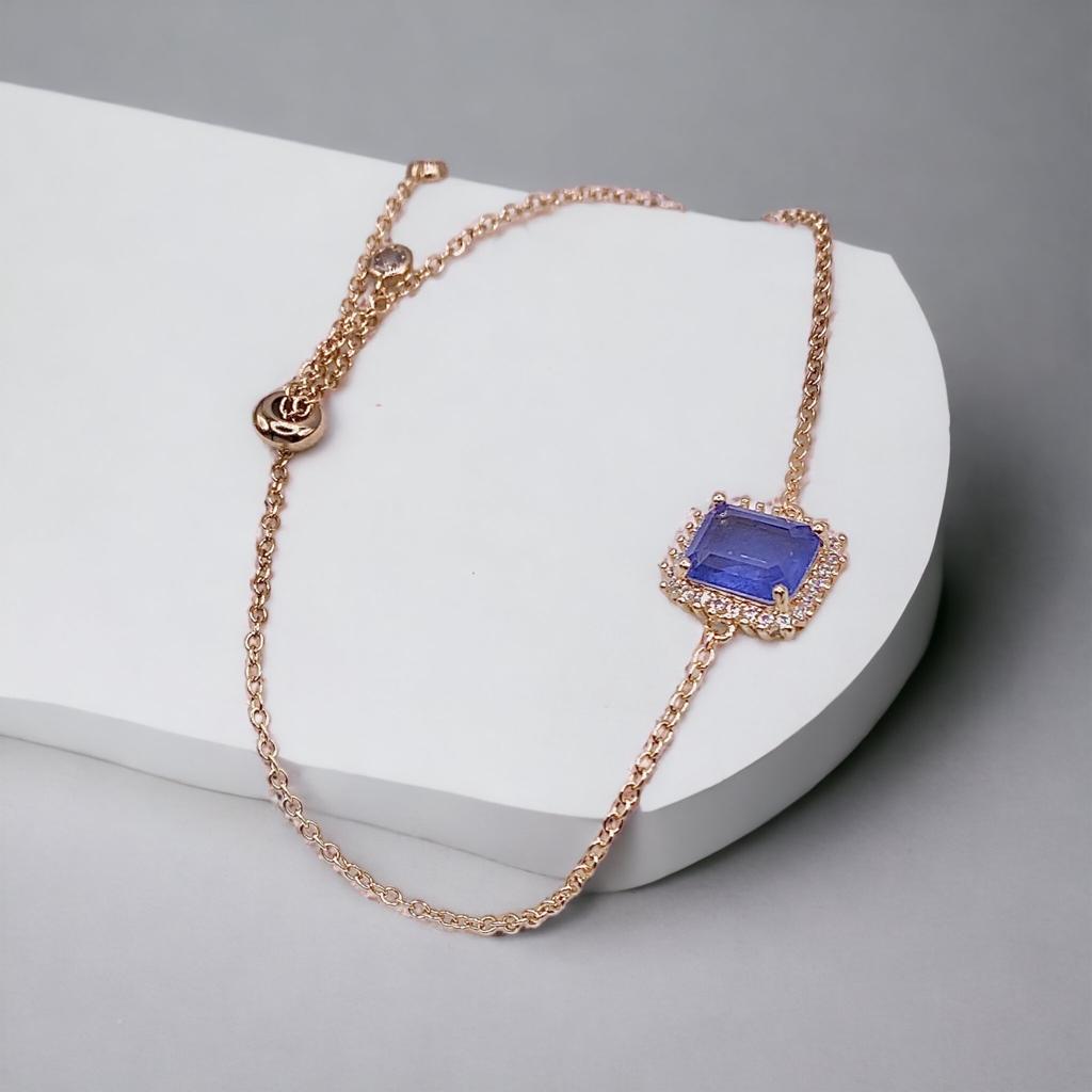 Tanzanite Fusion Stone and White Zircon Bracelet