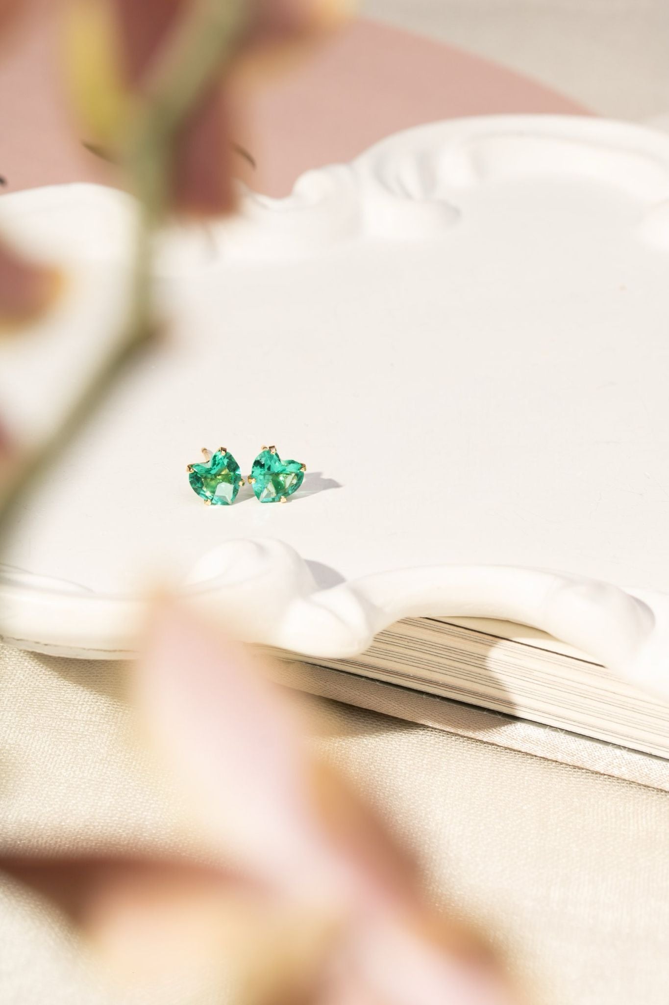 Paraiba Crystal Heart Earrings 7MM