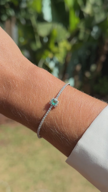 Light Paraiba Crystal and White Zircon Bracelet