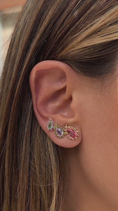 Colourful Drop Crystals and Zircon Ear Cuffs