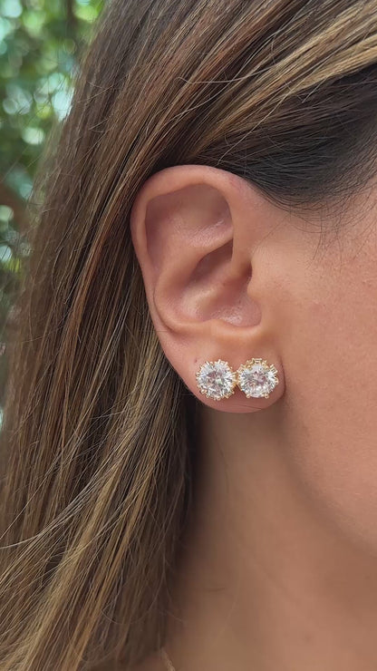 Crown White Zircon Earrings