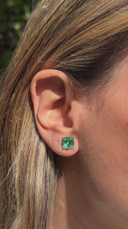 Square Paraiba Crystal Earrings