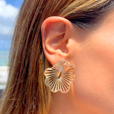 Flower Button Earrings